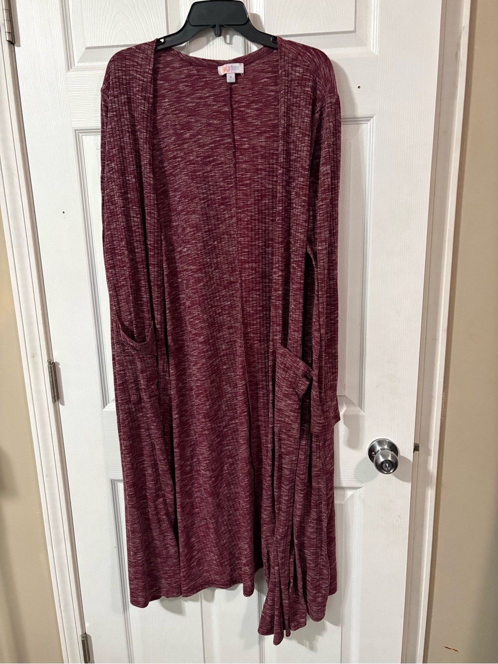 LuLaRoe Heathered Burgundy Open Front Cardigan